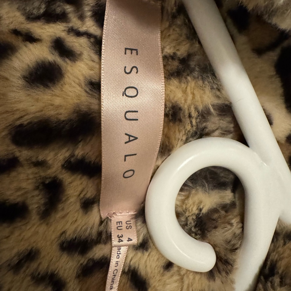 ESQUALO Animal Print Faux Fur Jacket